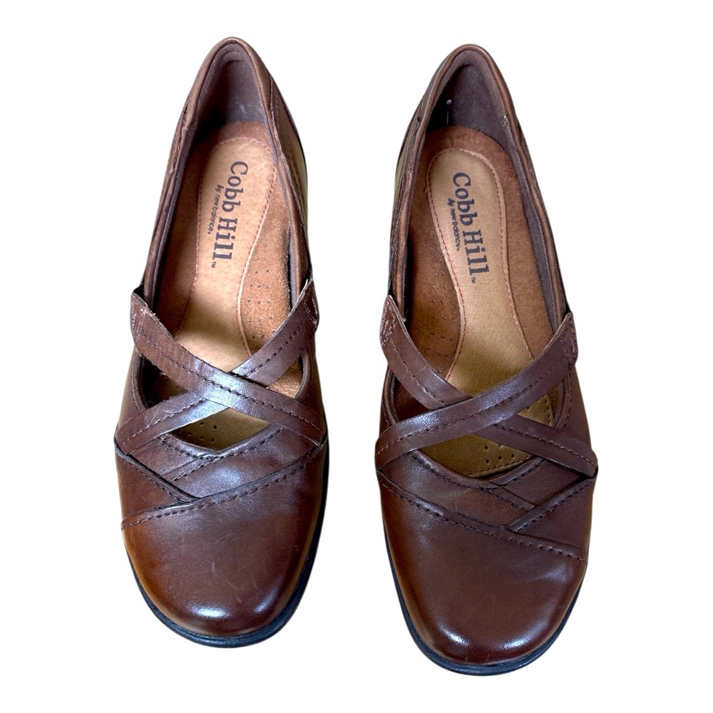 Cobb Hill by New Balance Brown Leather Flats with Braided Detail
